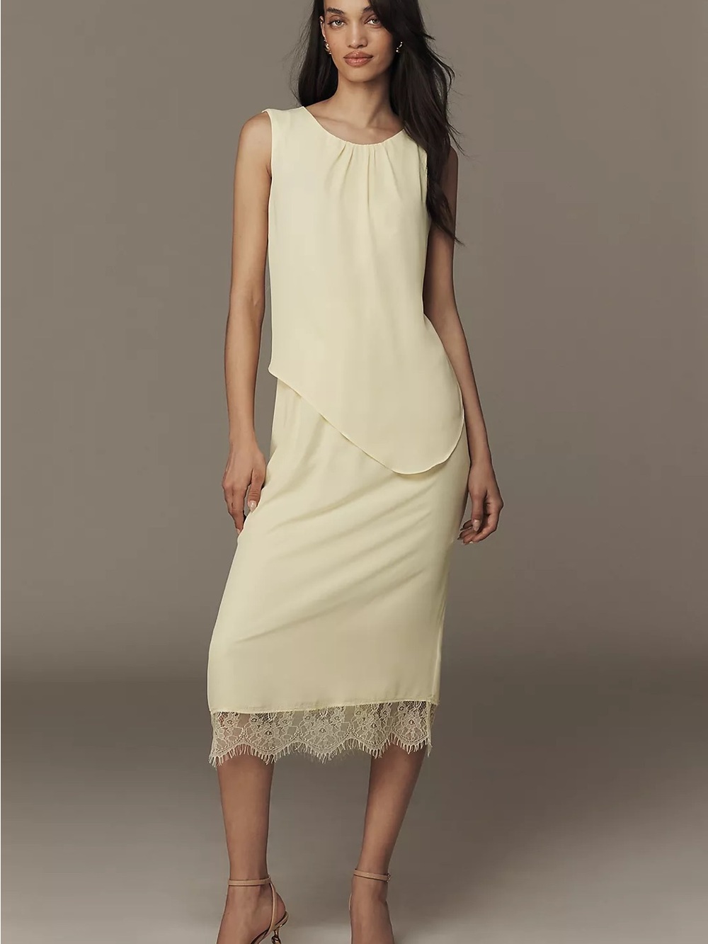 Anthropologie Exquise Sleeveless Layered Chiffon Midi Dress XS